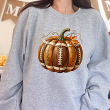 Load image into Gallery viewer, Wholesale Football Pumpkin Graphic Sweatshirt - Sport Grey
