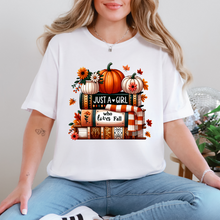 Load image into Gallery viewer, Wholesale Girl Who Loves Fall &amp; Books Graphic Tee - White Tee
