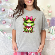 Load image into Gallery viewer, Wholesale Angry Christmas Cat Graphic Tee - Grey Tee
