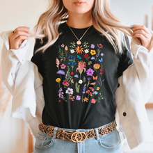 Load image into Gallery viewer, Wholesale Wildflower Watercolor Graphic Tee - Black Tee
