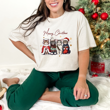 Load image into Gallery viewer, Wholesale Merry Christmas Cats Graphic Tee - Natural Tee
