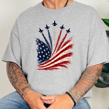 Load image into Gallery viewer, Wholesale Flag with Jets Graphic Tee - Grey Tee

