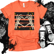 Load image into Gallery viewer, Wholesale Halloween Skeleton Hands Graphic Tee - Heather Orange
