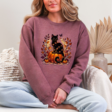 Load image into Gallery viewer, Wholesale Cat with Pumpkin Sweatshirt - Heather Dark Maroon Sweatshirt
