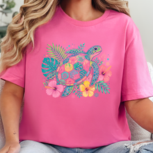 Load image into Gallery viewer, Wholesale Floral Sea Turtle Graphic Tee - Charity Pink Tee
