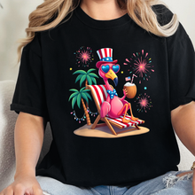 Load image into Gallery viewer, Wholesale Beach Flamingo Graphic Tee - Black Tee
