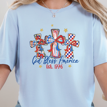 Load image into Gallery viewer, Wholesale Patriotic Cross Graphic Tee - Baby Blue Tee
