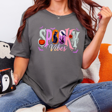 Load image into Gallery viewer, Wholesale Spooky Vibes Retro Graphic Tee - Asphalt
