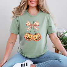 Load image into Gallery viewer, Wholesale Pumpkin Cherry Graphic Tee - Sage Tee
