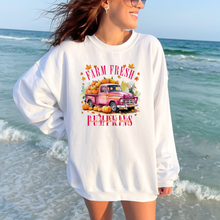 Load image into Gallery viewer, Wholesale Farm Fresh Pumpkins - Pink Sweatshirt - White Sweatshirt
