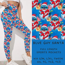 Load image into Gallery viewer, Ready To Ship - Blue Guy Santa Leggings
