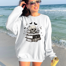 Load image into Gallery viewer, Wholesale Skull on Books Sweatshirt - White Sweatshirt
