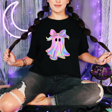 Load image into Gallery viewer, Wholesale Shiny Ghost Graphic Tee - Black Tee

