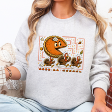 Load image into Gallery viewer, Wholesale Thanksgiving Pie Chasing Turkey Graphic Sweatshirt - Ash
