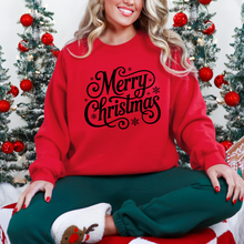 Load image into Gallery viewer, Wholesale Merry Christmas Script Sweatshirt - Red Sweatshirt
