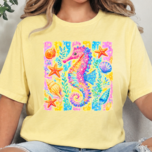 Load image into Gallery viewer, Wholesale Preppy Summer Seahorse Graphic Tee - French Vanilla
