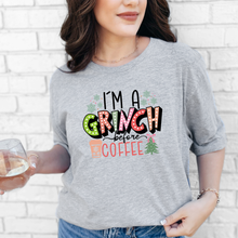 Load image into Gallery viewer, Wholesale Grinch Before Coffee Graphic Tee - Grey Tee
