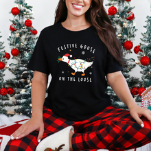 Load image into Gallery viewer, Wholesale Festive Goose On the Loose Graphic Tee - Black Tee
