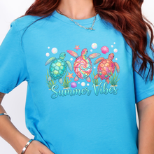 Load image into Gallery viewer, Wholesale Summer Vibes Sea Turtles Graphic Tee - Heather Aqua Tee
