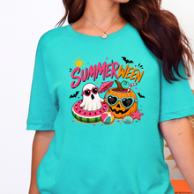 Load image into Gallery viewer, Wholesale Summerween Ghost Graphic Tee - Heather Sea Green
