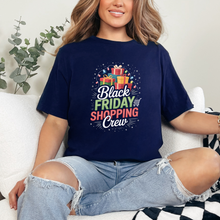 Load image into Gallery viewer, Wholesale Black Friday Shopping Crew Graphic Tee - Navy Tee
