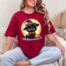 Load image into Gallery viewer, Wholesale Cat with Moon Graphic Tee - Cardinal Red Tee
