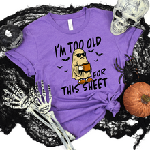 Load image into Gallery viewer, Wholesale Too Old for this Sheet Graphic Tee - Heather Team Purple Tee
