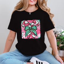 Load image into Gallery viewer, Wholesale Colorful Candy Cane Graphic Tee - Black Tee
