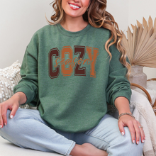 Load image into Gallery viewer, Wholesale Cozy Season Cursive Sweatshirt - Heather Dark Green Sweatshirt
