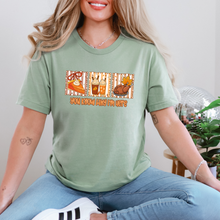 Load image into Gallery viewer, Wholesale Why I'm Here Pie &amp; Turkey Graphic Tee - Sage Tee
