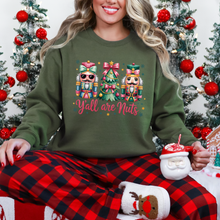 Load image into Gallery viewer, Wholesale Y'all are Nuts Sweatshirt - Military Green Sweatshirt

