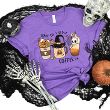 Load image into Gallery viewer, Wholesale Scary Coffee Graphic Tee - Heather Team Purple Tee
