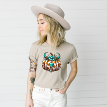 Load image into Gallery viewer, Wholesale Turquoise Pumpkin Bling Graphic Tee - Heather Dust Tee
