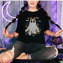 Load image into Gallery viewer, Wholesale Halloween Lace Ghost Cute Graphic Tee or Sweatshirt - Black Tee
