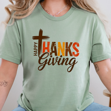 Load image into Gallery viewer, Wholesale Happy Thanksgiving Cross Graphic Tee - Sage
