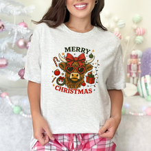 Load image into Gallery viewer, Wholesale Merry Christmas Cow Graphic Tee - Ash Tee
