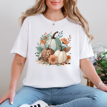 Load image into Gallery viewer, Wholesale Boho Pumpkins Floral Graphic Tee - White Tee
