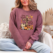 Load image into Gallery viewer, Wholesale Cross Give Thanks To The Lord Sweatshirt - Heather Dark Maroon Sweatshirt
