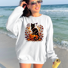 Load image into Gallery viewer, Wholesale Cat with Pumpkin Sweatshirt - White Sweatshirt
