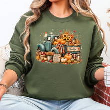 Load image into Gallery viewer, Wholesale Autumn Truck Pumpkin Graphic Sweatshirt - Military Green
