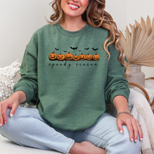 Load image into Gallery viewer, Wholesale Spooky Season Pumpkins Sweatshirt - Heather Dark Green Sweatshirt
