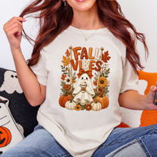 Load image into Gallery viewer, Wholesale Floral Ghost Autumn Patchwork Graphic Tee - Natural
