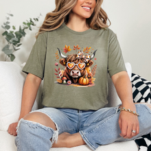 Load image into Gallery viewer, Wholesale Fall Highland Cow Graphic Tee or Sweatshirt - Heather Olive Tee
