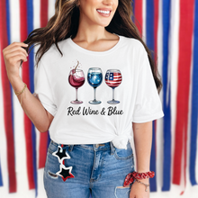 Load image into Gallery viewer, Wholesale 4th of July Red Wine &amp; Blue Graphic Tee - White Tee
