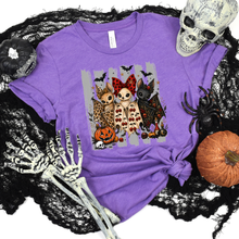 Load image into Gallery viewer, Wholesale Cute Halloween Bats Graphic Tee - Heather Team Purple
