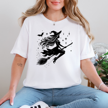 Load image into Gallery viewer, Wholesale Witch on Broom Graphic Tee - White Tee
