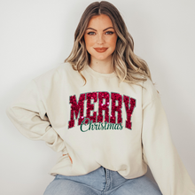 Load image into Gallery viewer, Wholesale Glitter Merry Christmas Sweatshirt or Graphic Tee - Sand Sweatshirt

