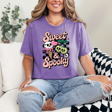 Load image into Gallery viewer, Wholesale Sweet &amp; Spooky Graphic Tee - Heather Team Purple Tee
