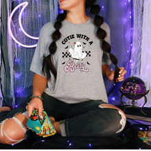 Load image into Gallery viewer, Wholesale Cutie with a BOOty Graphic Tee - Grey Tee
