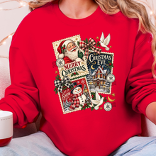 Load image into Gallery viewer, Wholesale Vintage Christmas Postcard Collage Graphic Sweatshirt - Red
